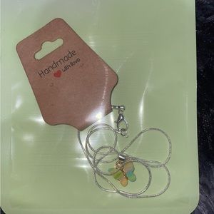 Green and yellow butterfly necklace